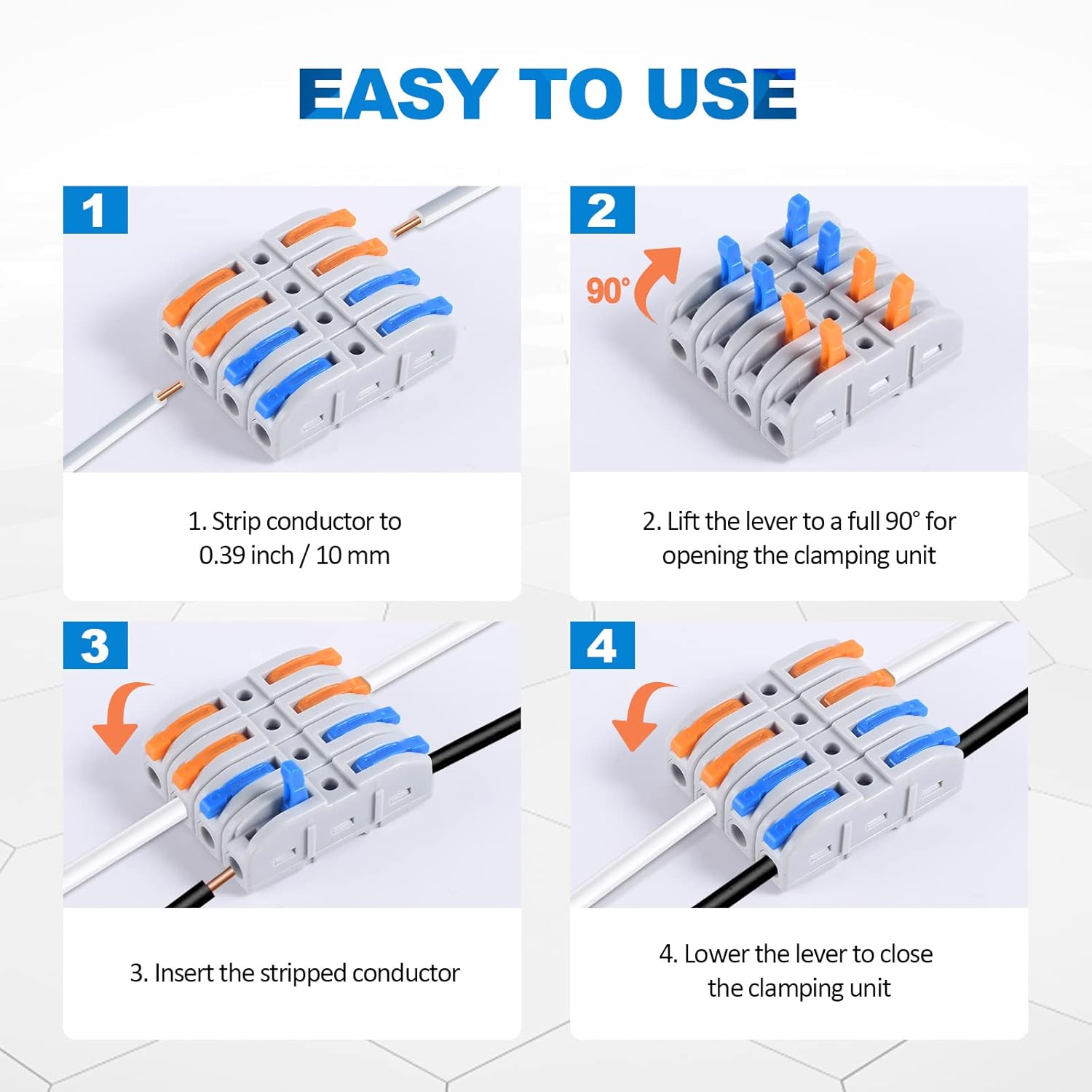 Lever Wire Connectors, HTCELLE 60-Piece Quick Connect Electrical Splicing Kit for Compact Inline Terminals - 28-12