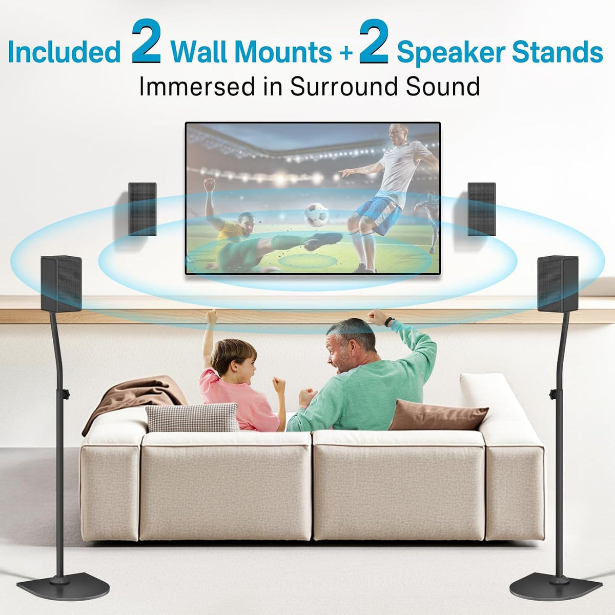 Speaker Stands for Vizio Speaker Stands Pair with Speaker Wall Mount - Floor Speaker Stand for Vizio Surround Sound