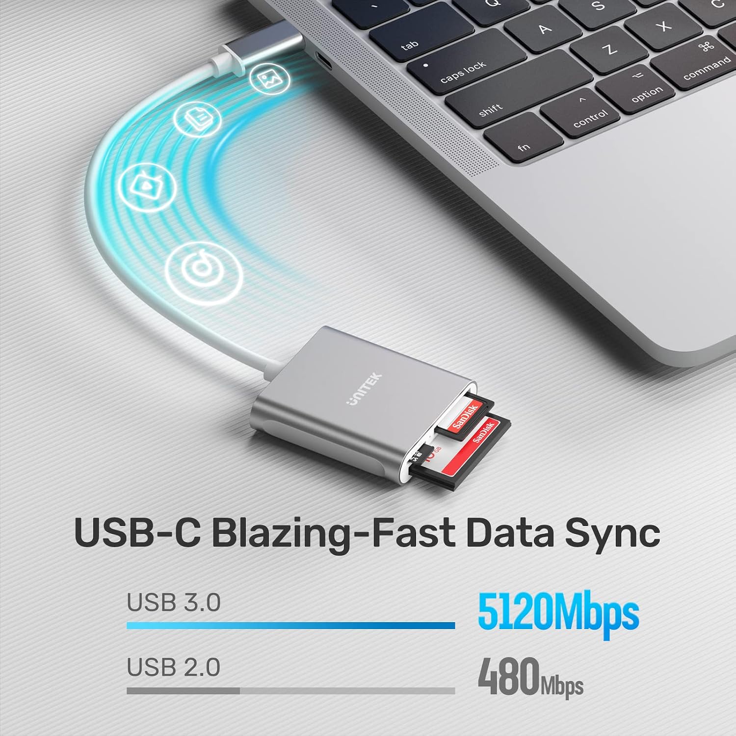CF Card/MicroSD/SD Type-C Flash Memory Card Reader for USB C Device | High-Speed Read 3 Cards Simultaneously Aluminum
