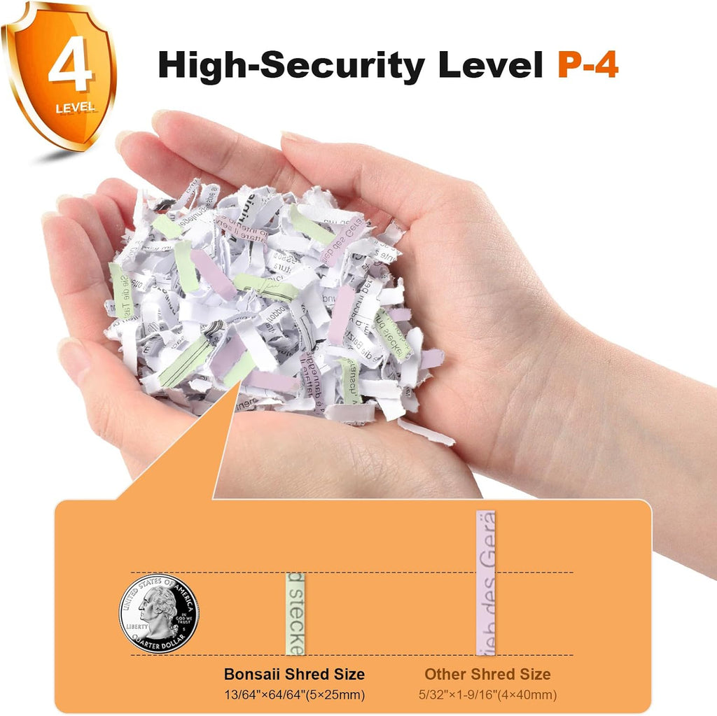 12-Sheet Cross Cut Heavy Duty Paper Shredder for Home Office | P-4 Security Level, Jam-Proof System, 5.5Gal Pullout