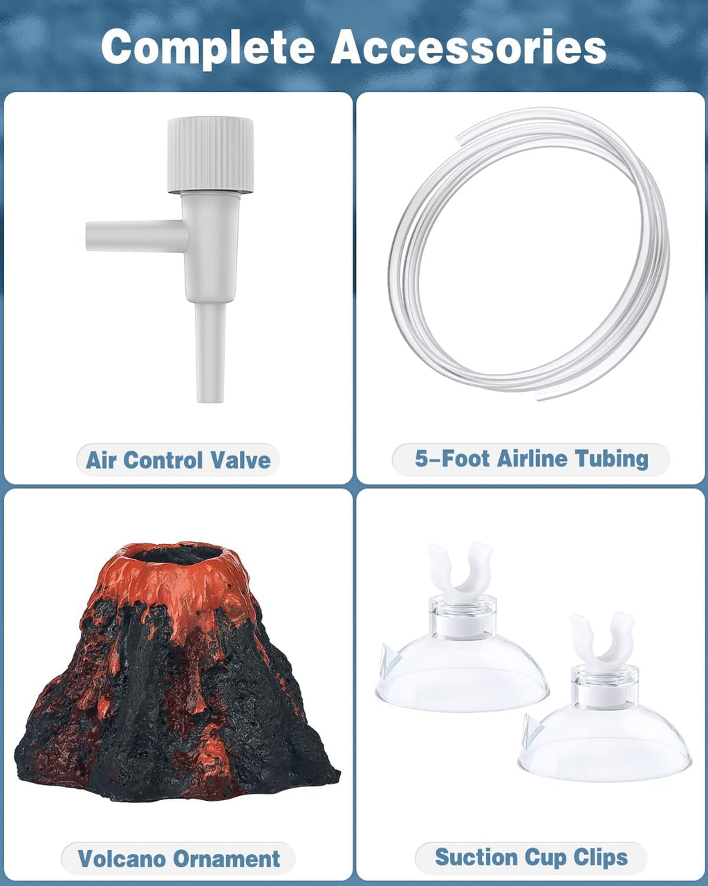 Aquarium Volcano Ornament Kit Fish Tank Decoration Mini Resin Volcanic Decor for Fish Tank with Air Stone Bubbler