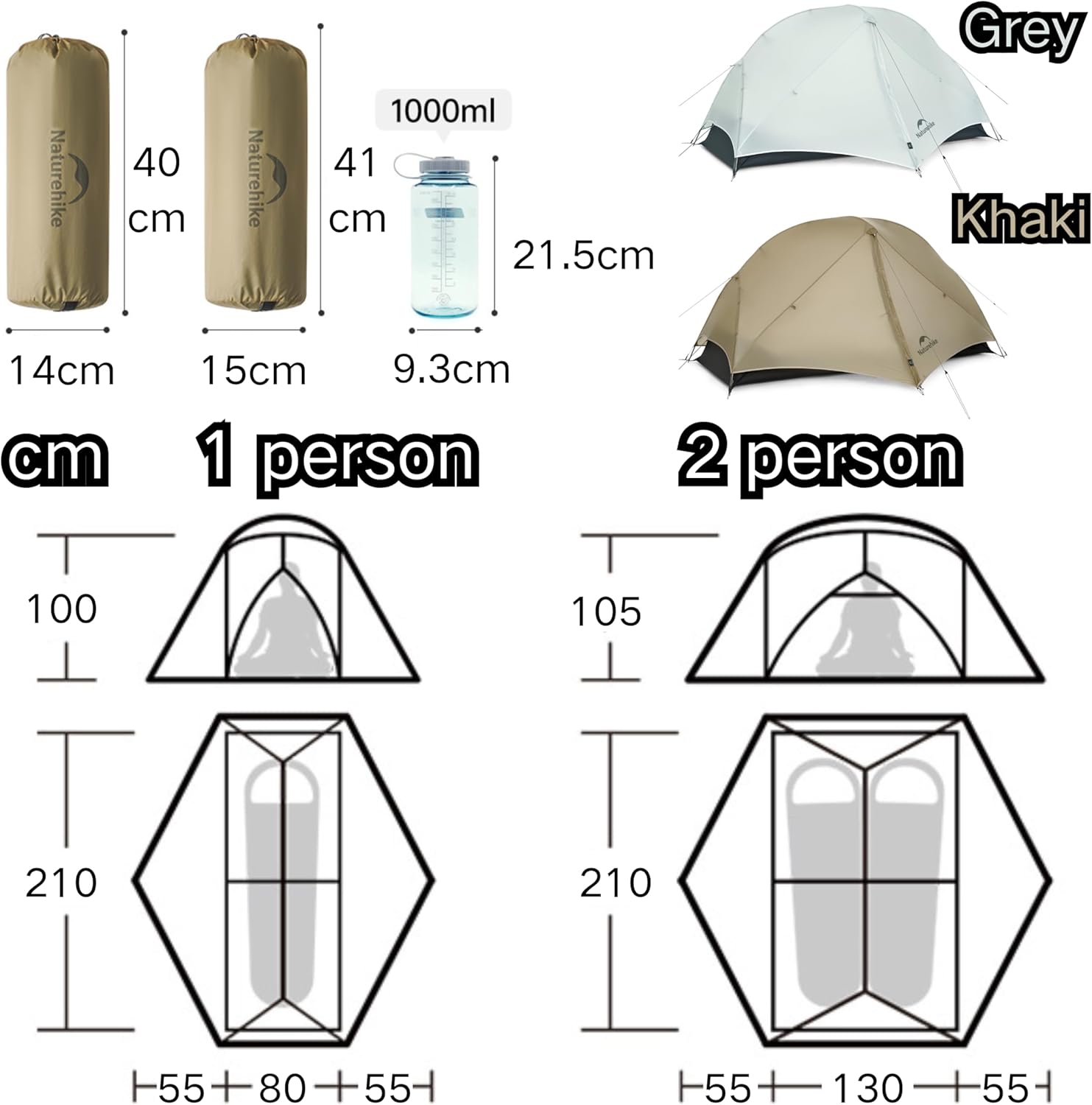 Naturehike Mongar UL Tent [2025 Upgrade] - 1-2 Person Ultralight 3 Season Camping Tent, Waterproof One Person Two