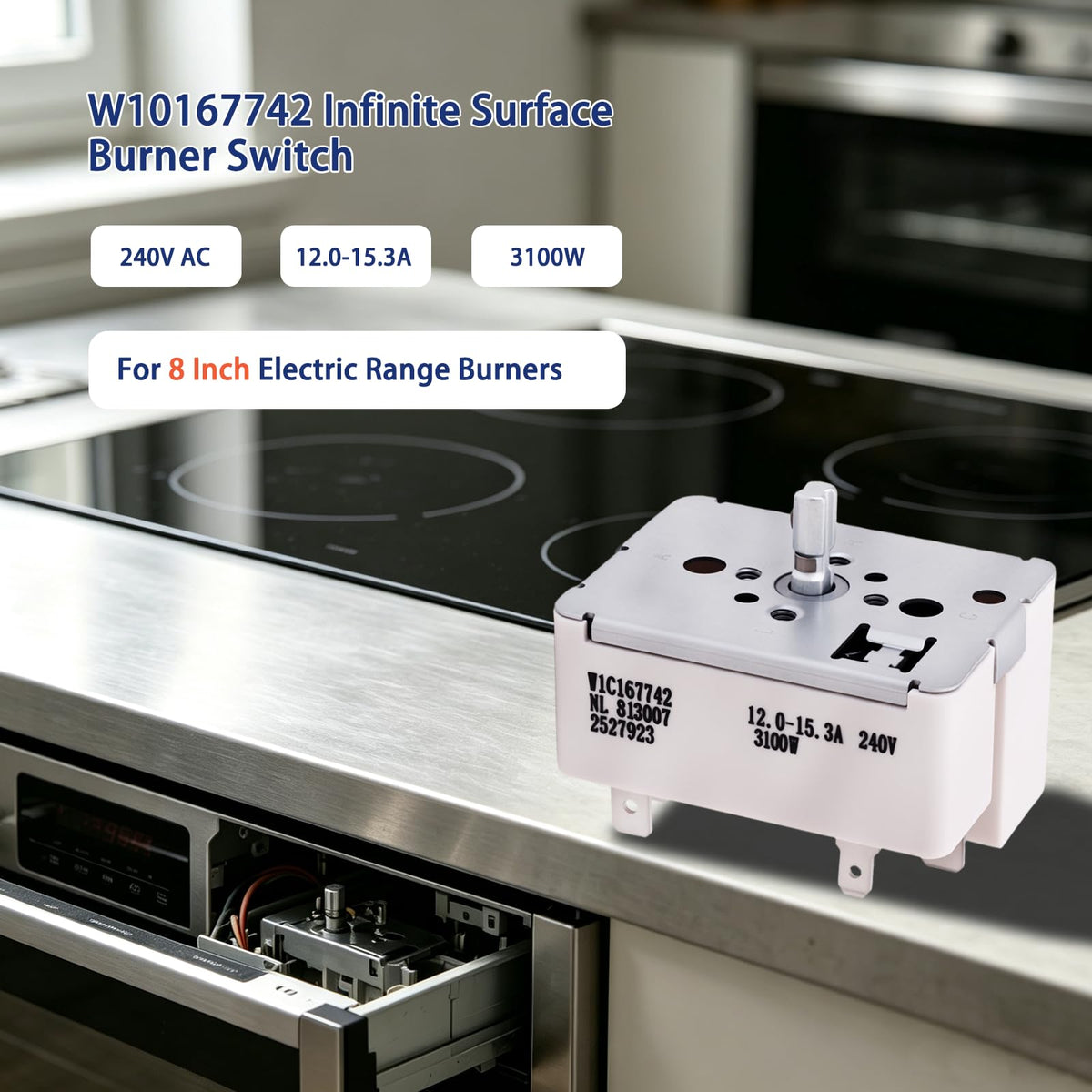 ZOKUSIK W10167742 Surface Burner Infinite Switch, Electric Cooktop Control