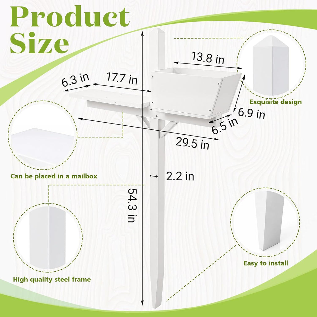 Decorative Mailbox Post Kit with Planter Box 4.5ft Mailbox Stand | Fits Standard Residential Mailboxes. Slim 2 x 2
