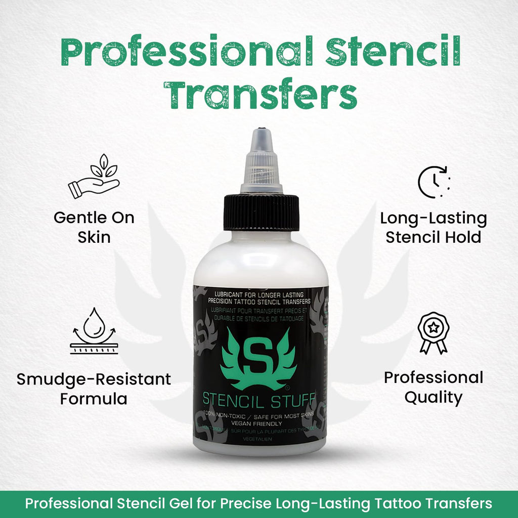 Tattoo Stencil Transfer Gel – 4oz Tattoo Stencil Transfer Solution – Vegan-Friendly Stencil Gel – Fast-Drying and