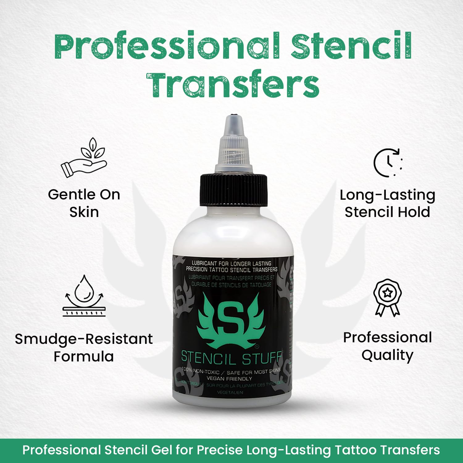 Tattoo Stencil Transfer Gel – 4oz Tattoo Stencil Transfer Solution – Vegan-Friendly Stencil Gel – Fast-Drying and