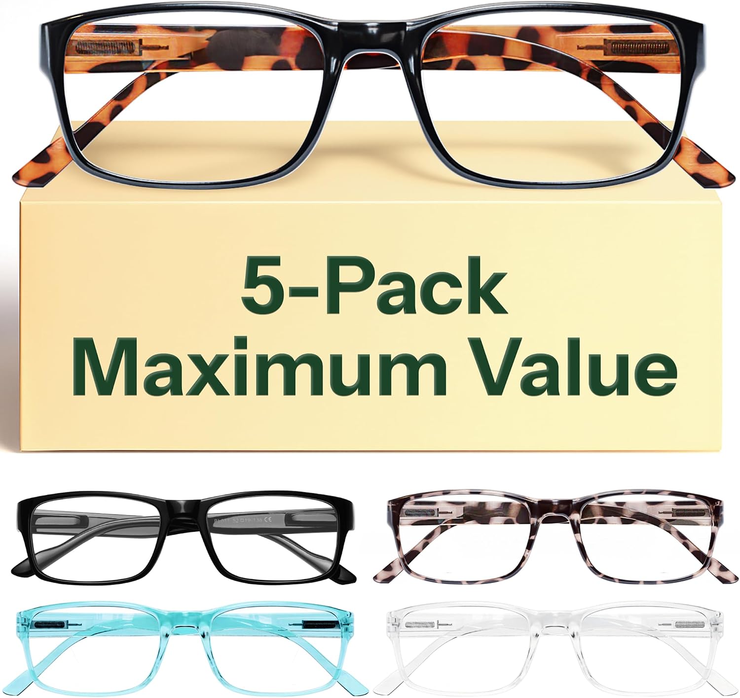 2.0 Professional Reading Glasses for Women for All Day - Computer Readers with Blue Light Protection - Value Pack