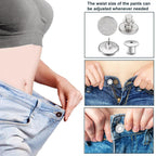 [Upgraded] 8 Sets Jean Buttons pins No Sew Instant 17mm Replacement Button Adjustable Pants Buttons Kit