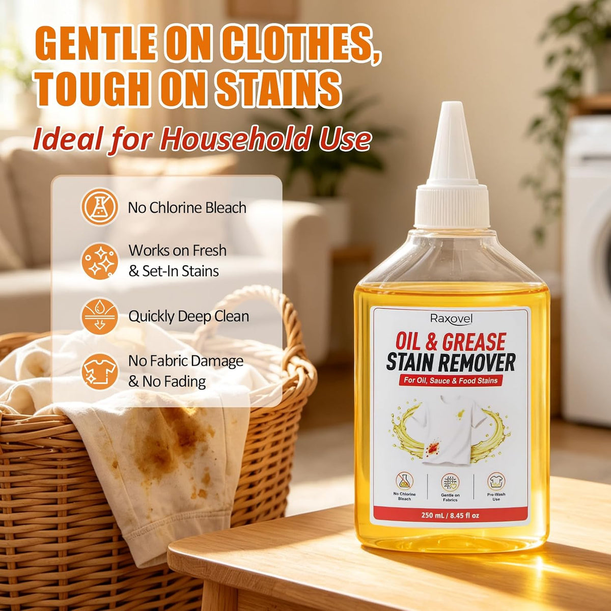 Oil Stain Remover for Clothes, 8.45 Fl Oz Grease Stain Remover