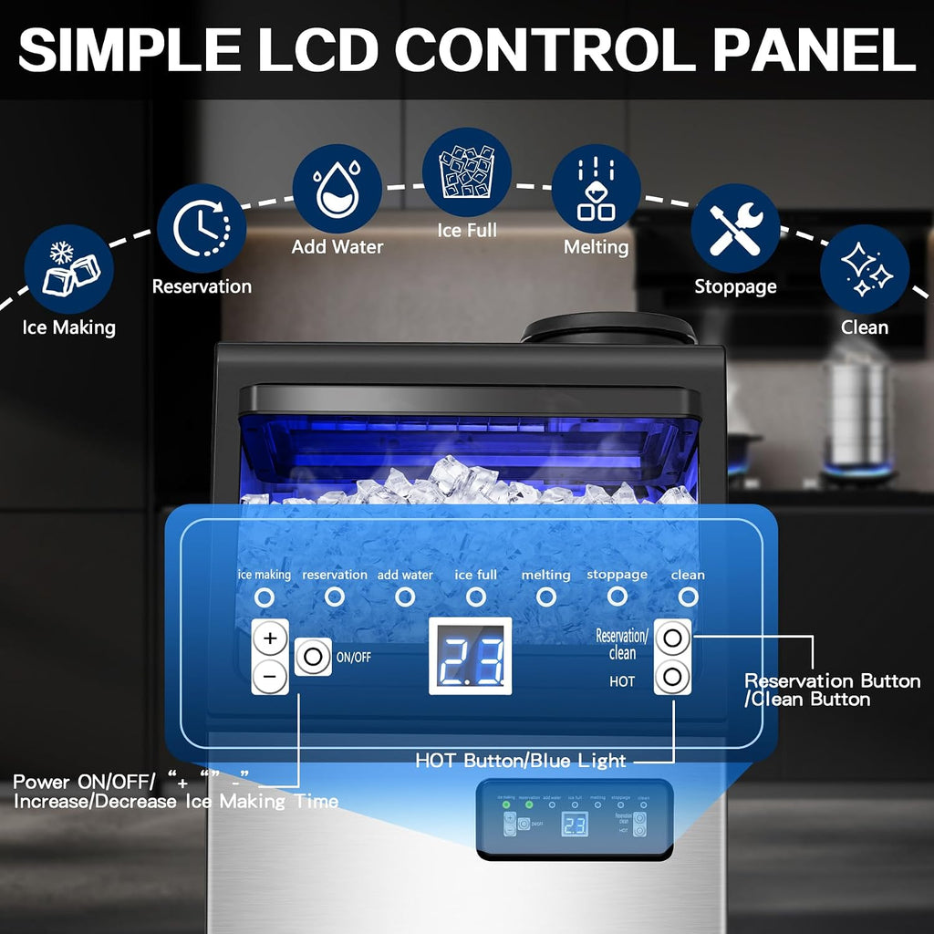 110LBS/24H Commercial Ice Maker Machine Under Counter/Freestanding