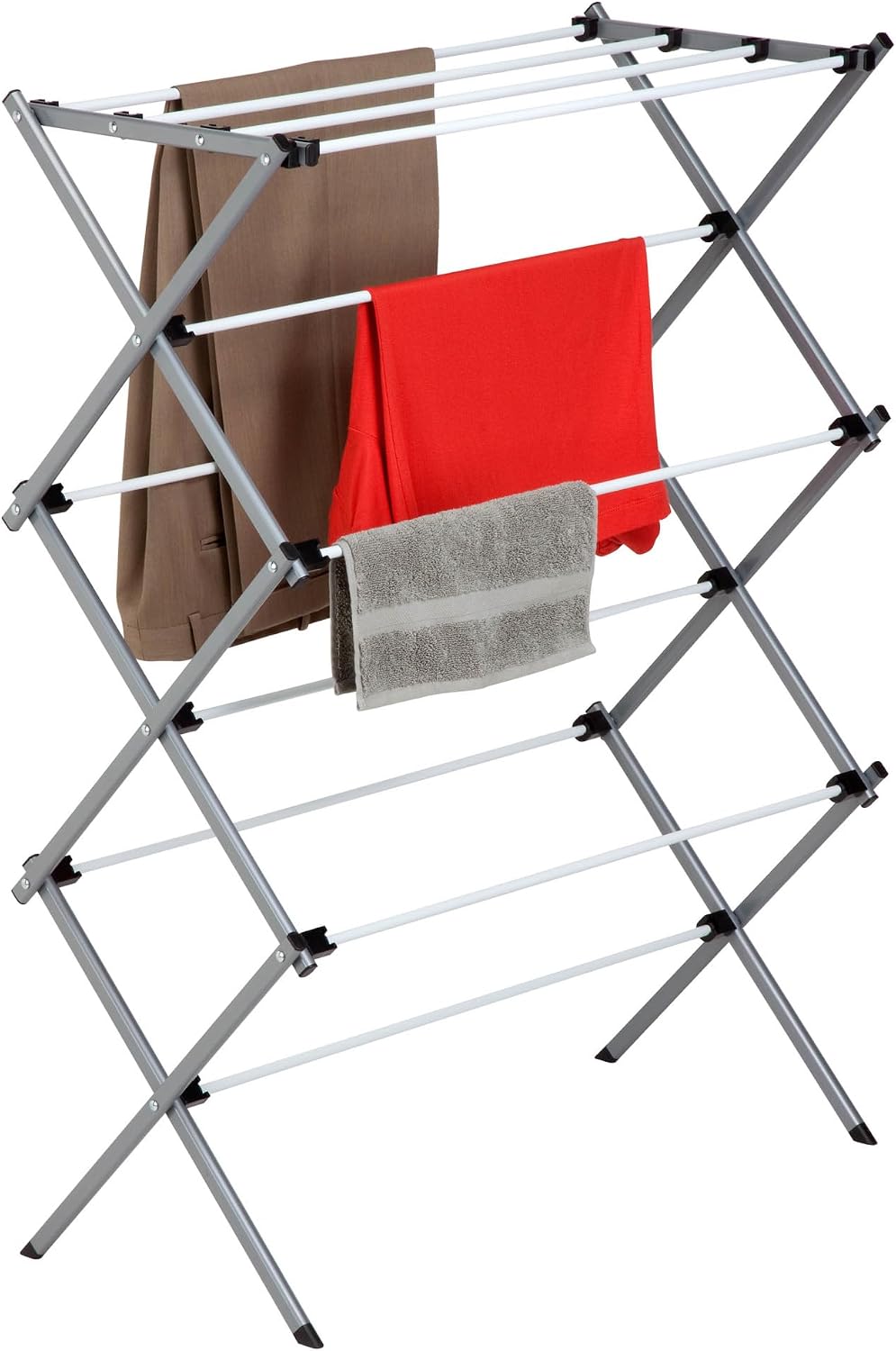 Deluxe Metal Collapsible Clothes Drying Rack, 50 lbs, 29" x 14.2" x 42.1", White & Grey