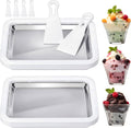 2 Sets Rolled Ice Cream Maker, Ice Cream Plate with 2 Scrapers