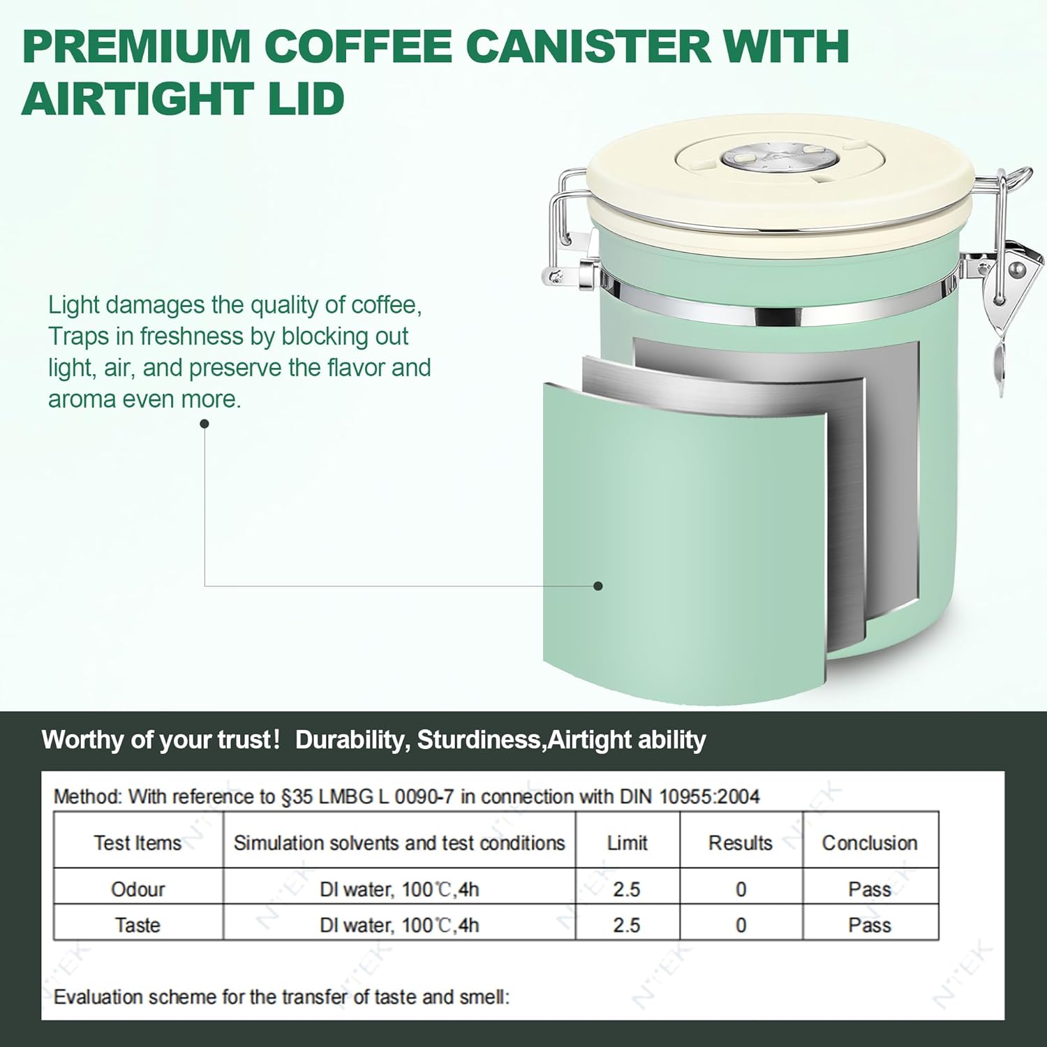 Coffee Canister Airtight, Stainless Steel Bean Storage Container with Date Tracker & Scoop, Grounds Sugar Flour Tea