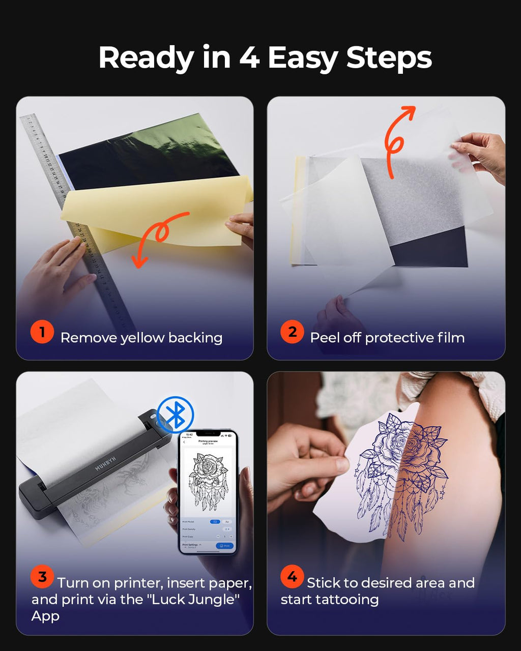 Tattoo Stencil Printer ITP06, 300DPI Wireless Thermal Tattoo Printer with 20 Transfer Papers, Tattoo Printers