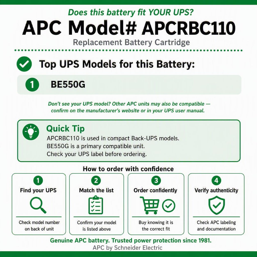 APC APCRBC110 Genuine UPS Replacement Battery Back-UPS Model BE550G