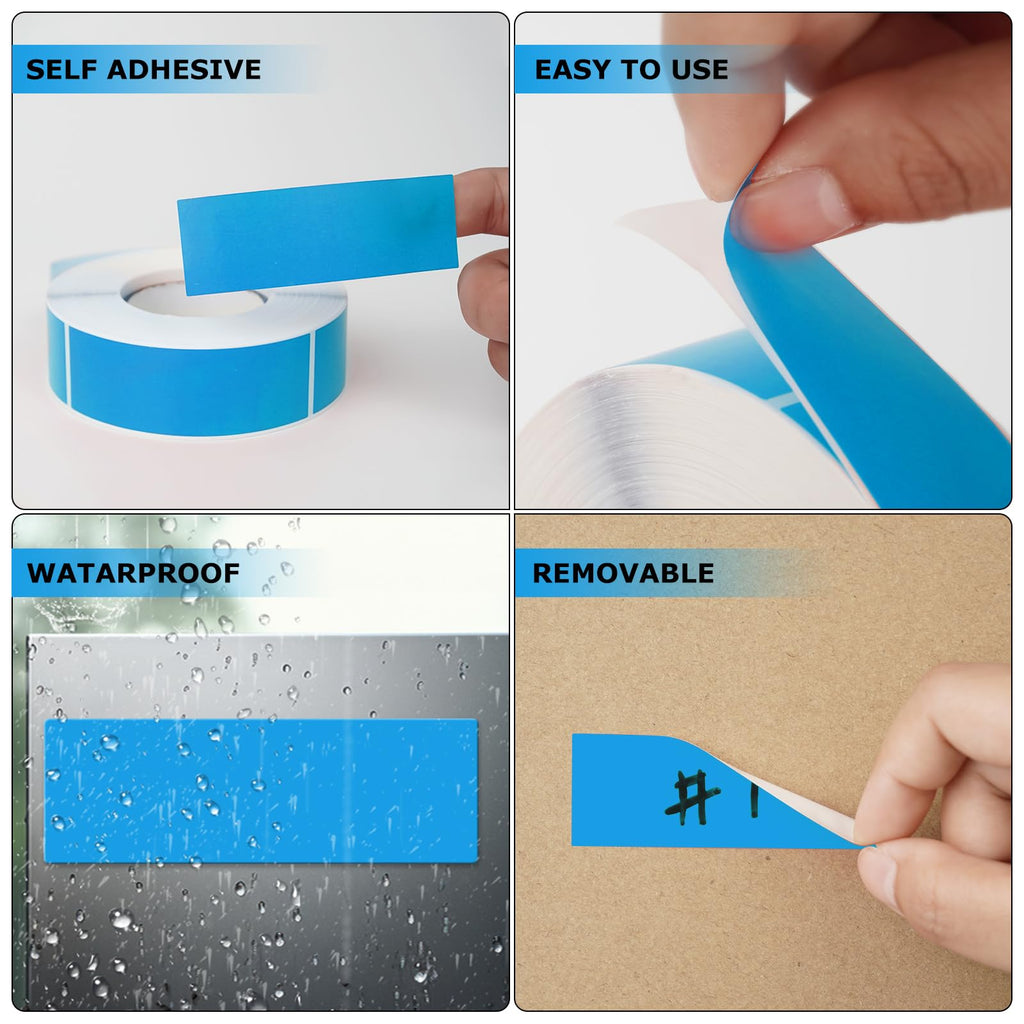 Blue Rectangle Labels 3" x 1" Color Coding Stickers Roll 500 Pcs