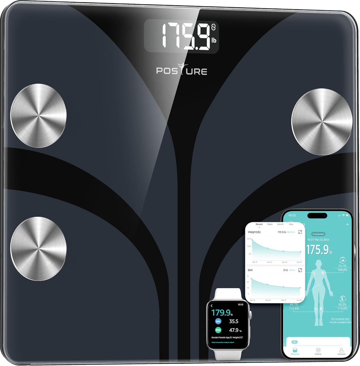 Scale for Body Weight, Digital Bathroom Smart Scale, 13 Body Composition Analyzer Sync Weight Scale BMI Health