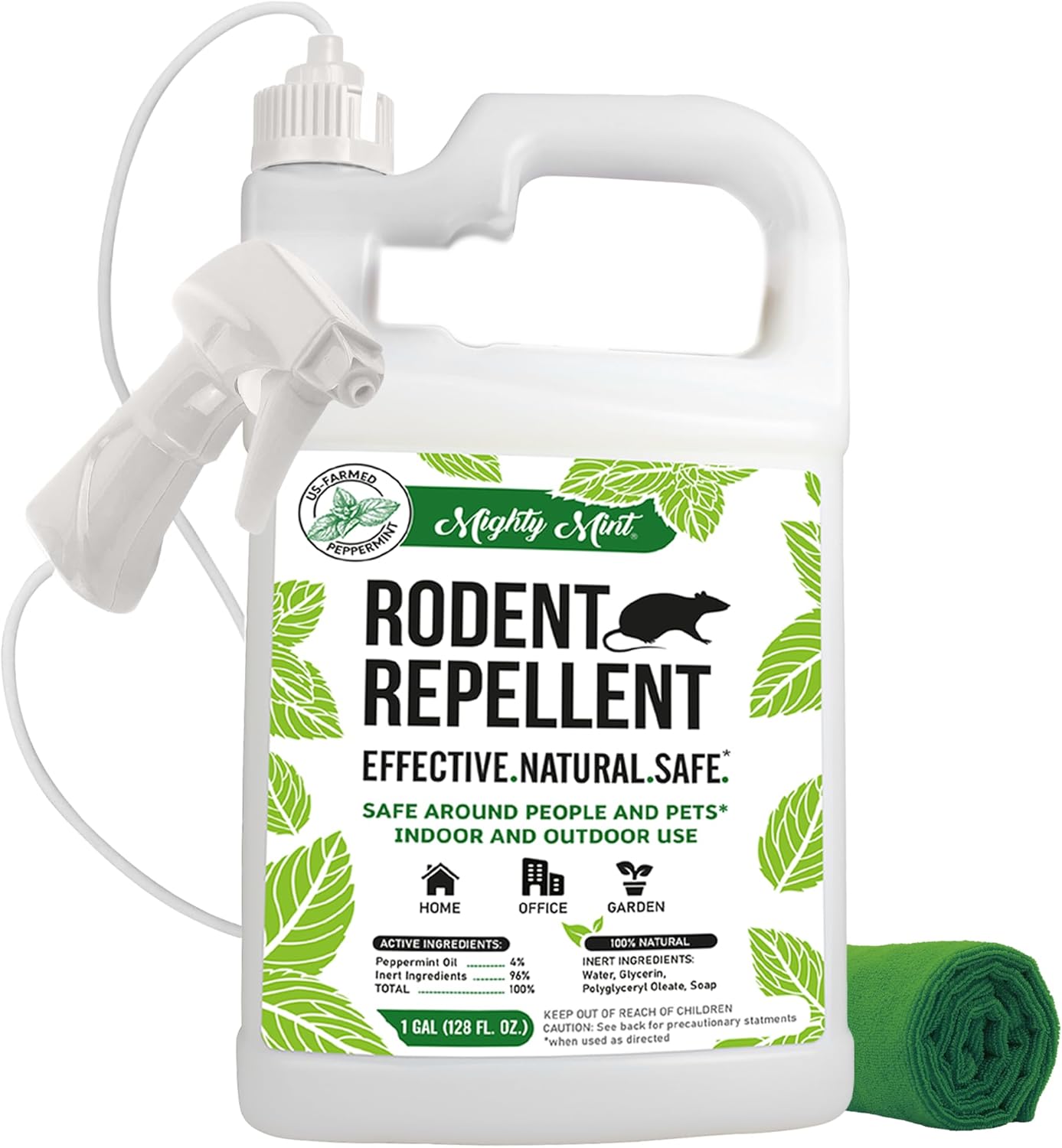 Peppermint Oil Rodent Repellent Spray, 1 Gallon (128 oz) | Natural Indoor & Outdoor Control for Mice and Rats