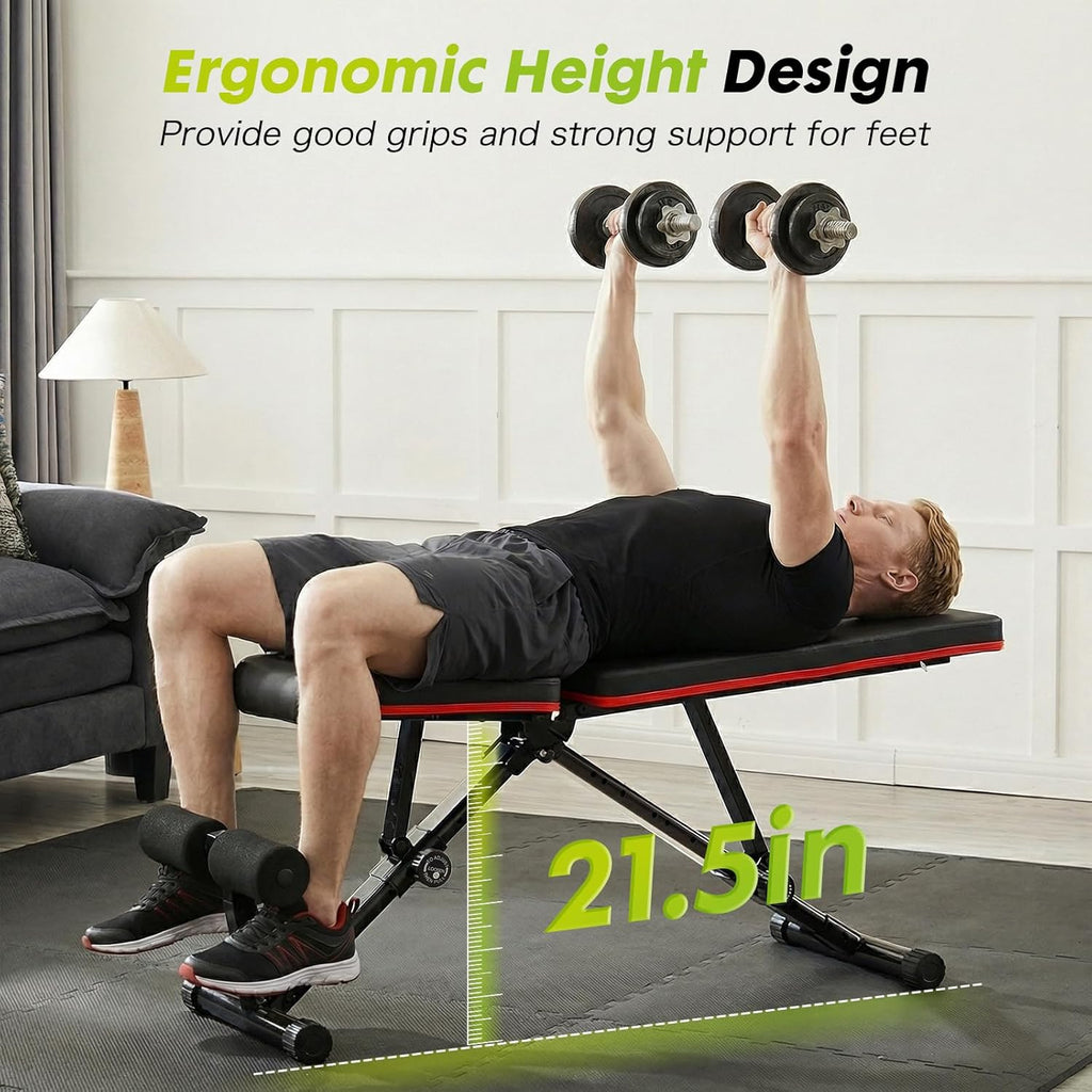 Adjustable Weight Bench for Full Body Strength Training, Foldable Workout Bench with Incline Flat Positions, 795 lbs