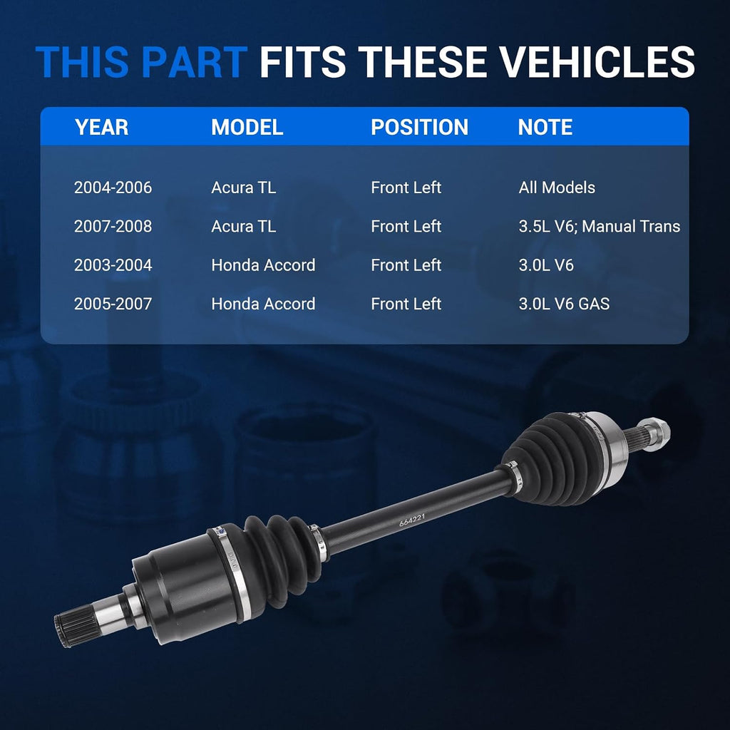 Autoround 664221 Front CV Axle Fits Honda Accord 2003-2007 3.0L &