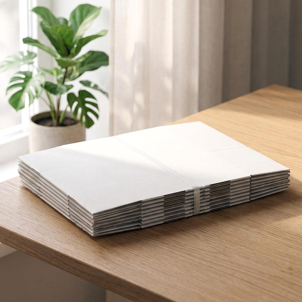 12x9x4 inches Shipping Boxes Set of 6, White Corrugated Cardboard Mailer Box for Packing, Mailing, Small Business