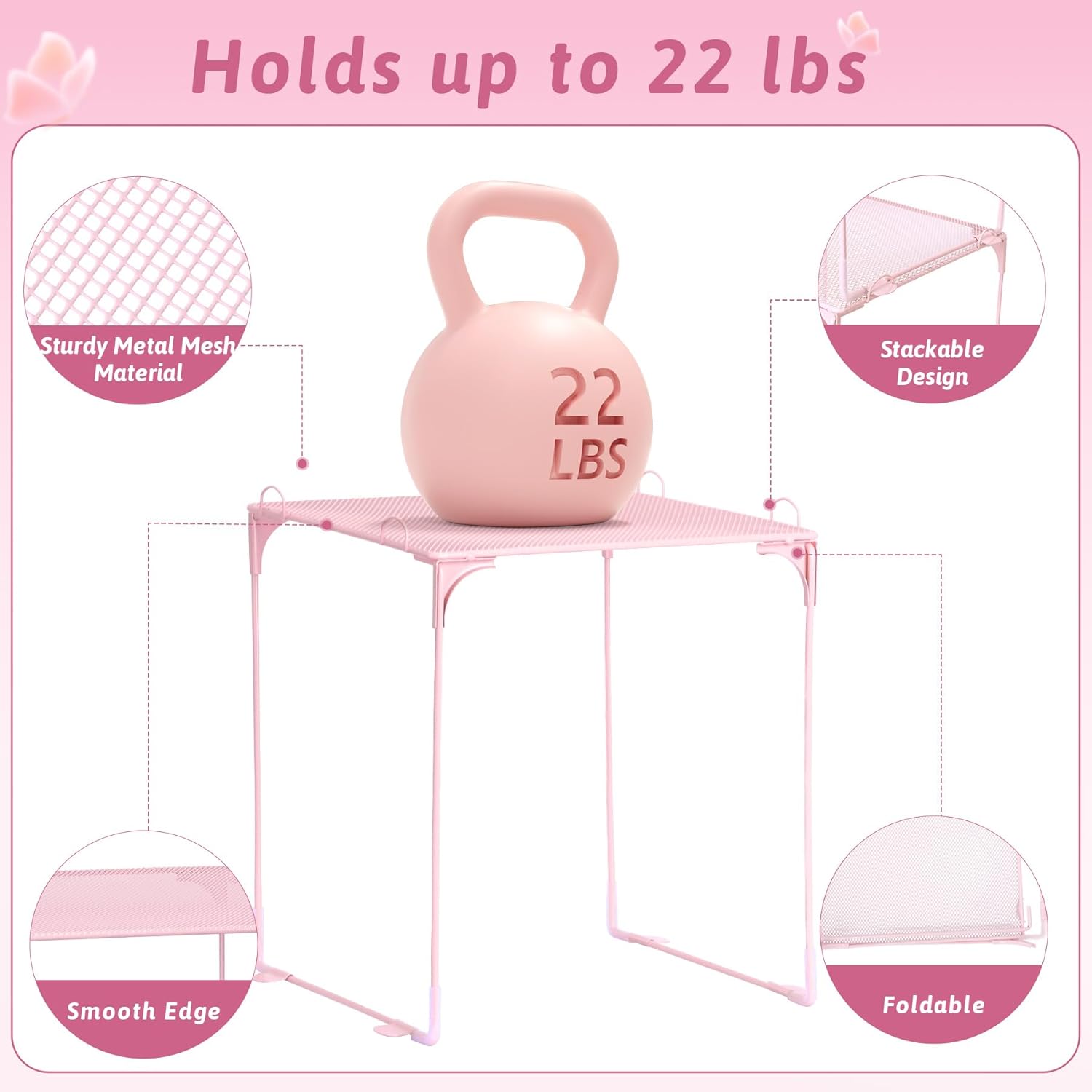 11-Piece Locker Accessories Kit, Magnetic Locker Organizer, Pink | Locker Decorations for Girls, Folding Locker