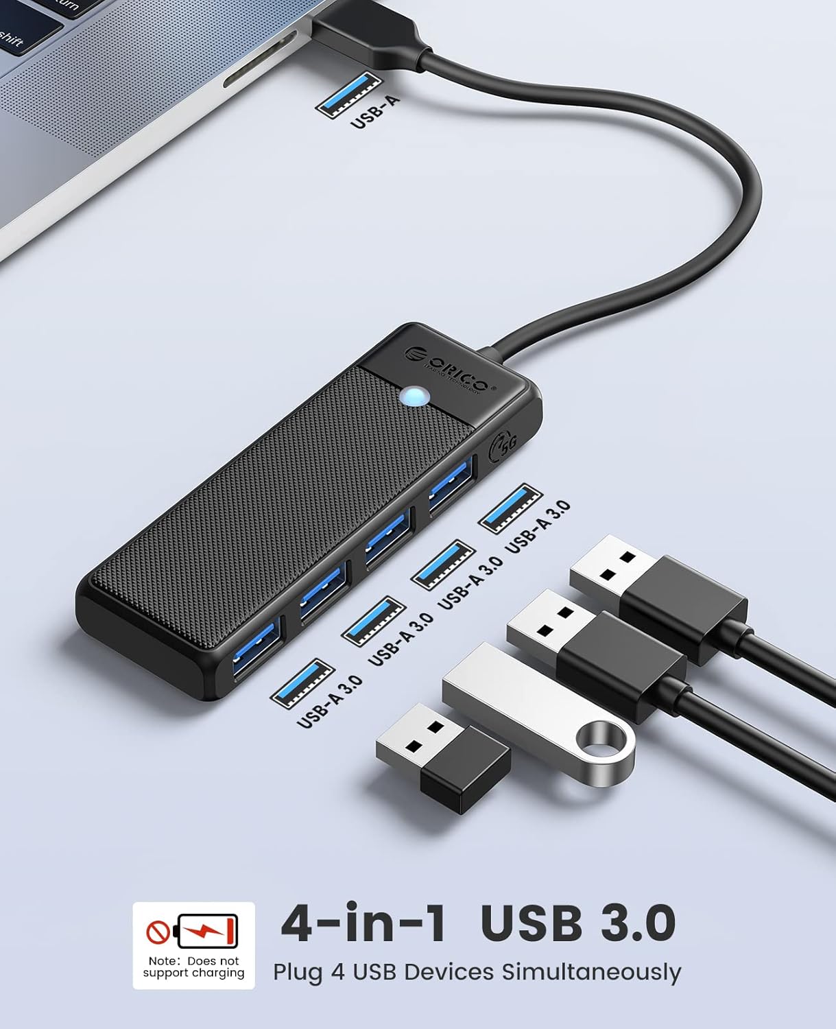 USB 3.0 Hub, 4-Port USB Hub with 6Ft Long Cable, Ultra Slim USB Splitter for Laptop MacBook Pro, iMac, Surface Pro