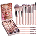 Makeup Brushes Foundation Powder Concealers Eye Shadows Makeup Set with LED light Mirror 14 Pcs Mini Makeup Brushes