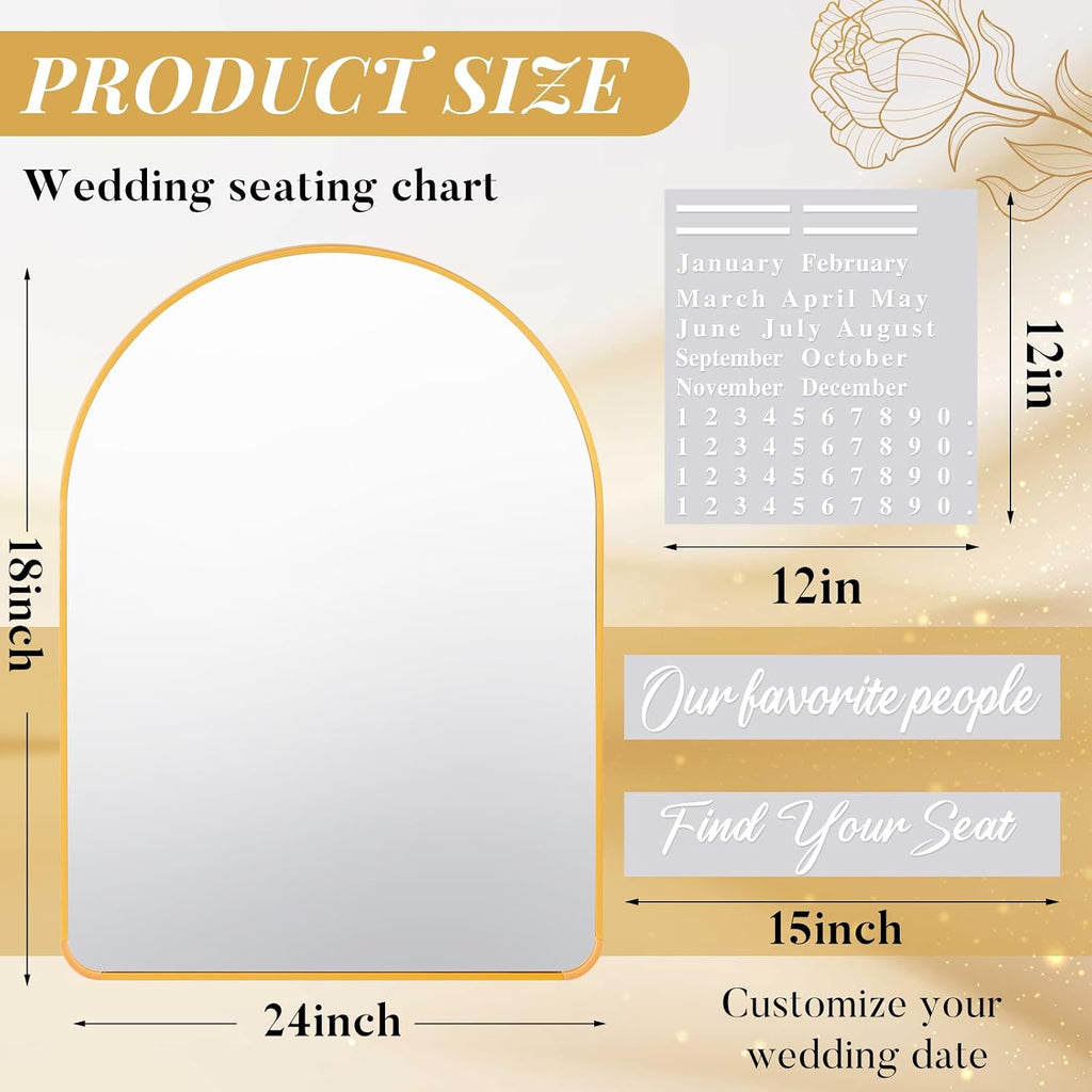 24 x 18 Inch DIY Wedding Seating Chart Mirror with Mirror Decal Sticker Wedding Reception Display Chart Board Our