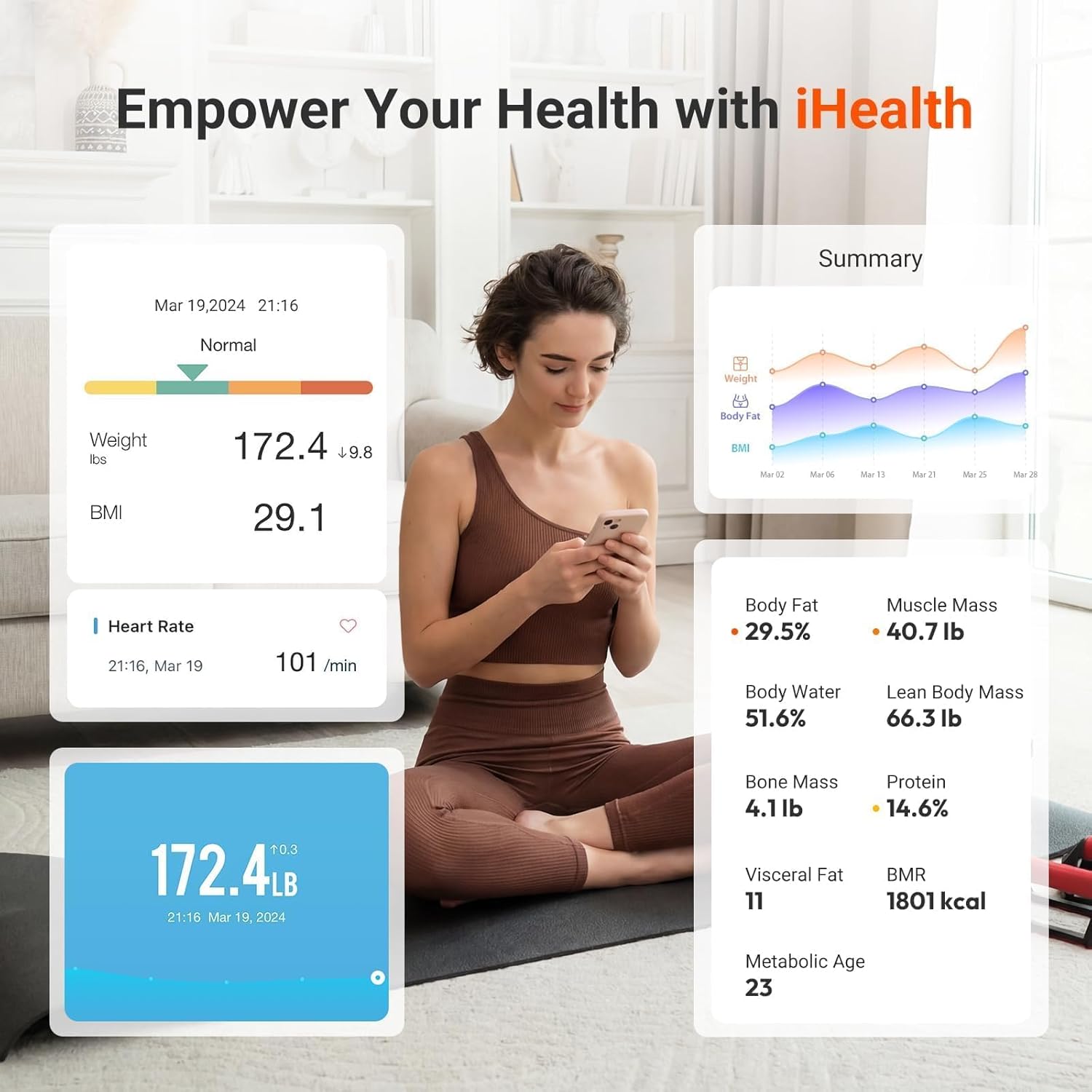 Nexus Smart Scale for Body Weight Bluetooth, Digital Bathroom Scale Body Fat and Muscle, Body Composition Monitor