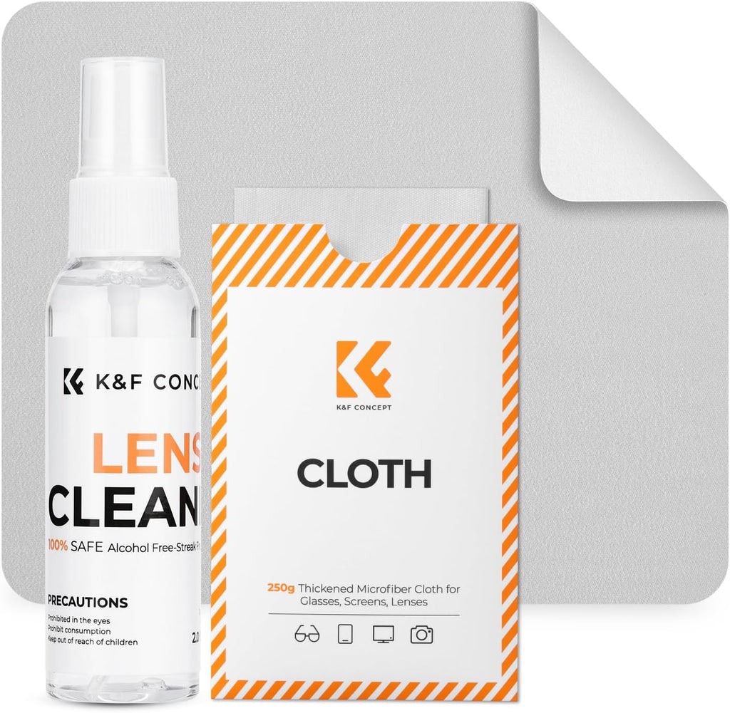 Lens Cleaner Spray Kit,Microfiber CleaningCloth,Glasses Cleaner | 60ml Mild Cleaning Liquid,High Density
