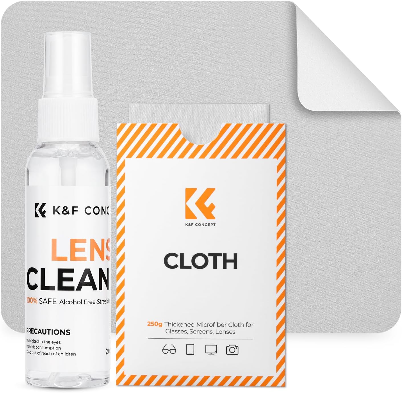 Lens Cleaner Spray Kit,Microfiber CleaningCloth,Glasses Cleaner | 60ml Mild Cleaning Liquid,High Density