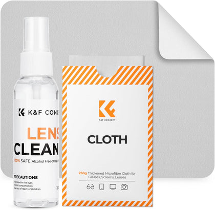 Lens Cleaner Spray Kit,Microfiber CleaningCloth,Glasses Cleaner | 60ml Mild Cleaning Liquid,High Density