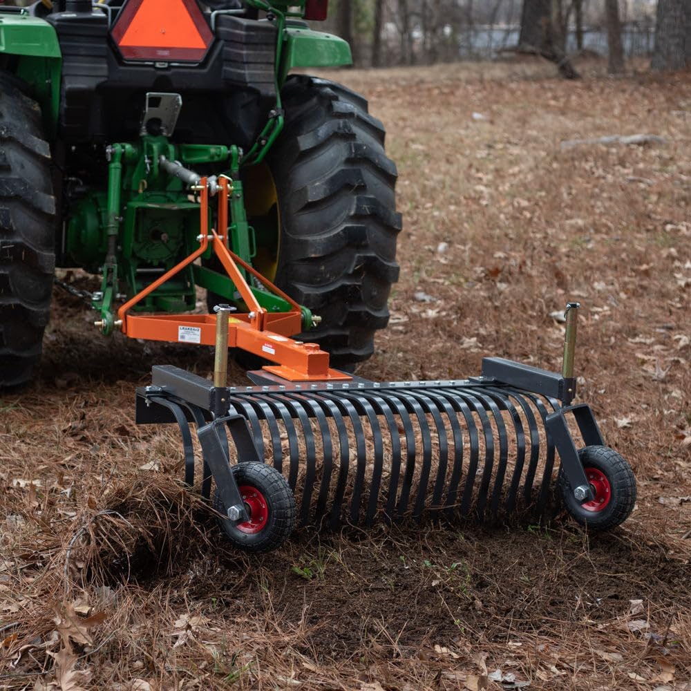 Landscape Rake Wheels 10" Diameter Pair Adjustable Height, Bolt-On Wheels for 3 Point Landscape Rake, Charcoal Finish