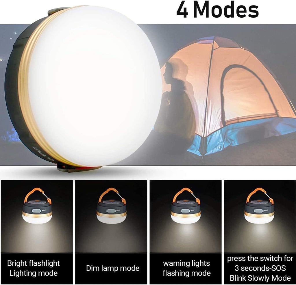 LED Camping Lantern, Rechargeable Portable Tent Light, 300LM,3 Light Modes,1800mAh Power Bank, Magnet Base,Electric