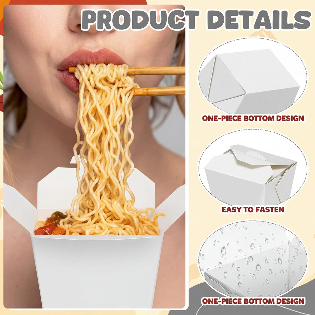 100 Pack 16 oz Chinese Take out Boxes Food Box, White