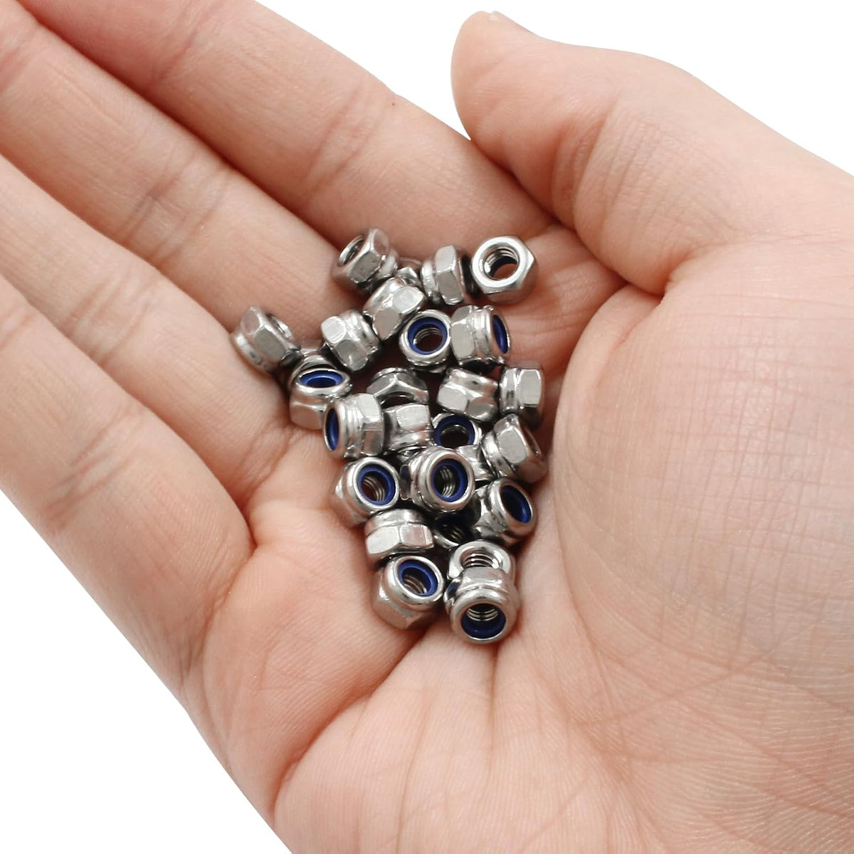 Hordion 100Pcs M4-0.7mm Nylon Lock Nut Stainless Steel Nylon Insert Locknut