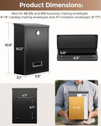 Locking Wall-Mount Mailbox for Outside, with 4 Keys, Galvanized Steel Rustproof Metal Postbox, 3.1" Dx7.5 Wx10.8 H