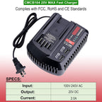 V20 Fast Battery Charger Compatible with Craftsman Battery CMCB204 CMCB202