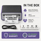 4x6 Thermal Label Printer - Bluetooth, Wireless, 2 Extra Label Rolls