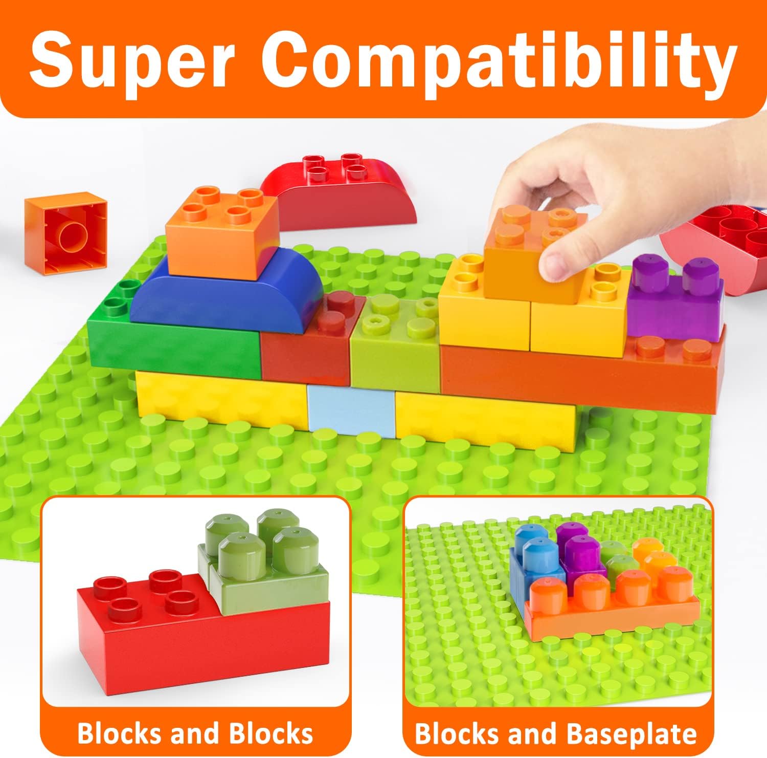 Building Blocks for Toddlers 2-5 Including a Baseplate, 150 Piece Big Building Blocks for Kids, Block and Bricks Set