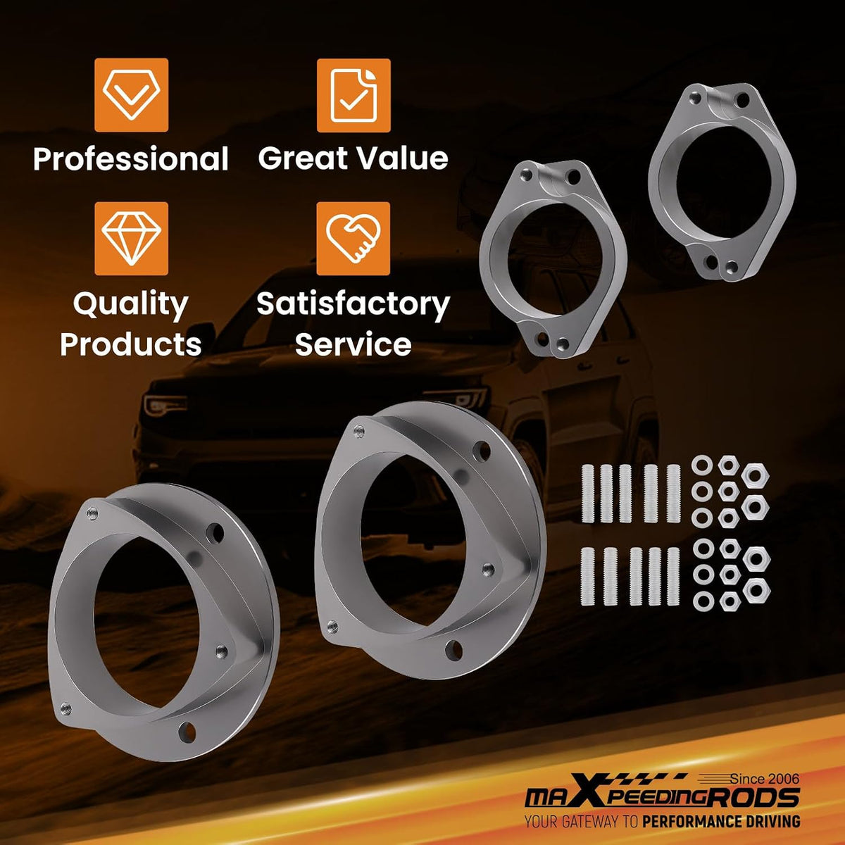 maXpeedingrods 2" Front & Rear Lift Kit for Subaru Legacy/Outback 2010-2015, for Subaru BRZ 2013-2016, for Scion FRS 2013-2018, Aluminum Strut Spacers