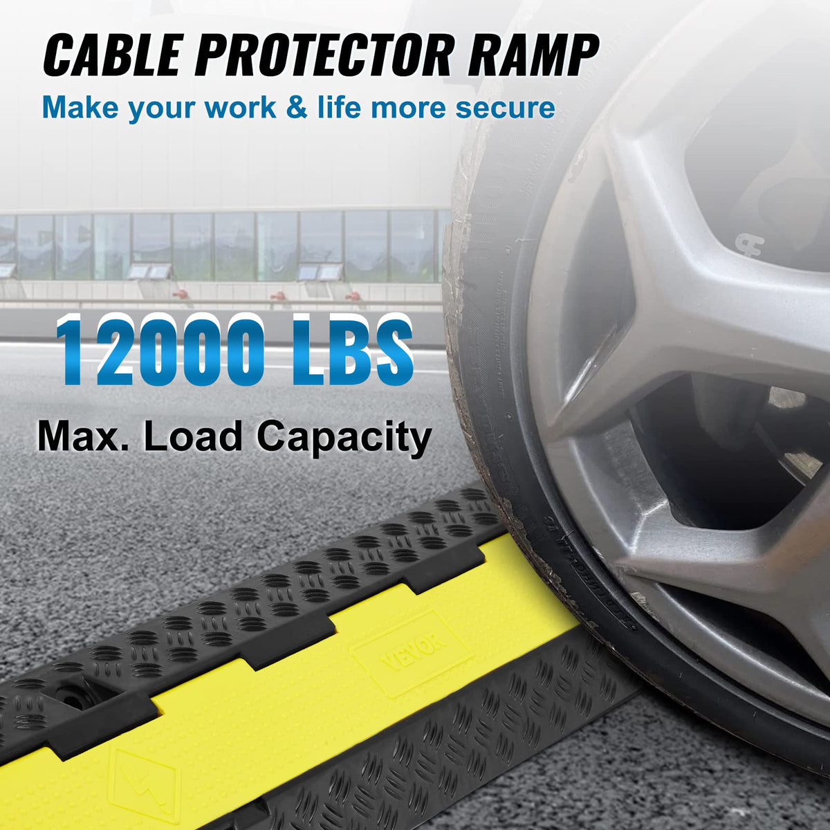 VEVOR 5 Pack Rubber Cable Protector Ramp 2 Channel 12000 lbs/Axle Capacity