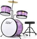 Drum Set 14 inch for Beginners,3 Piece Junior Drum Kit with Bass Tom Snare Drum,Adjustable Throne, Cymbal, Pedal &