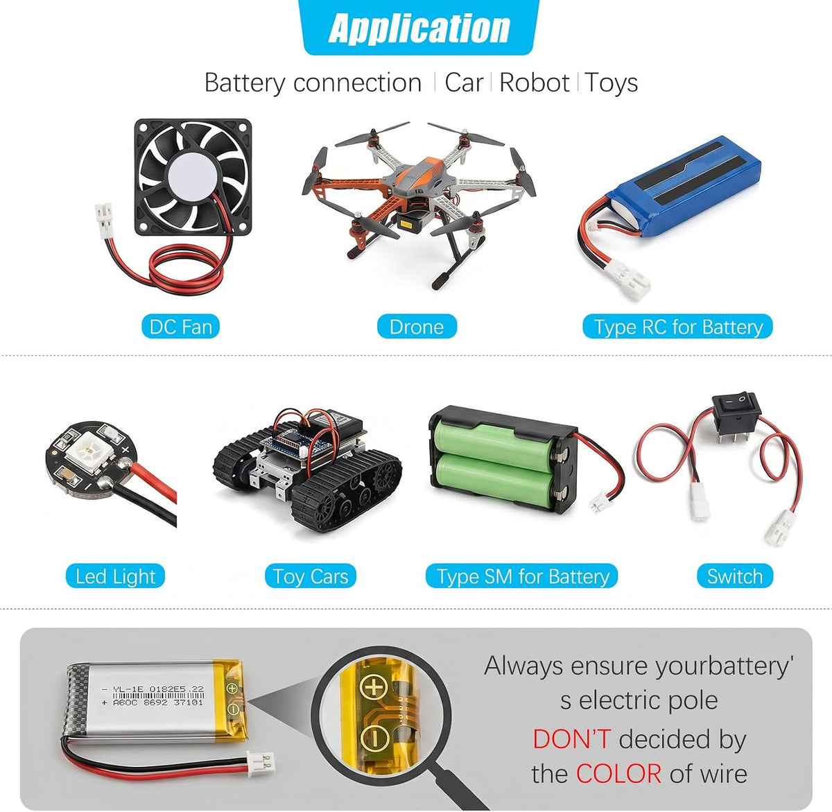 20-Pack Tiny Whoop JST-PH 2.0 Male Female Connector Cable
