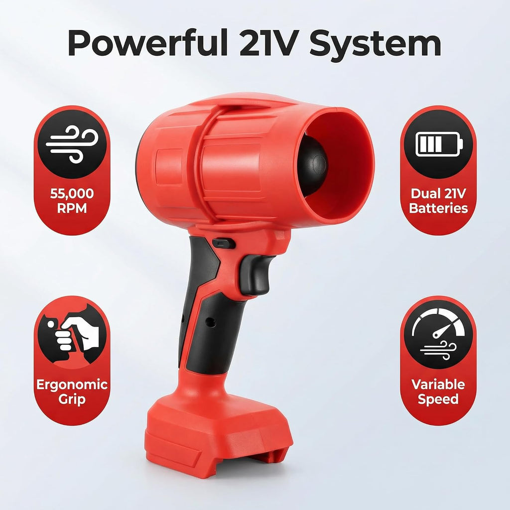 Power Leaf Blower,21V Cordless Leaf Blower, 2X 4.0Ah Batteries Handheld Electric Blower Ideal for Yard Cleaning, Lawn