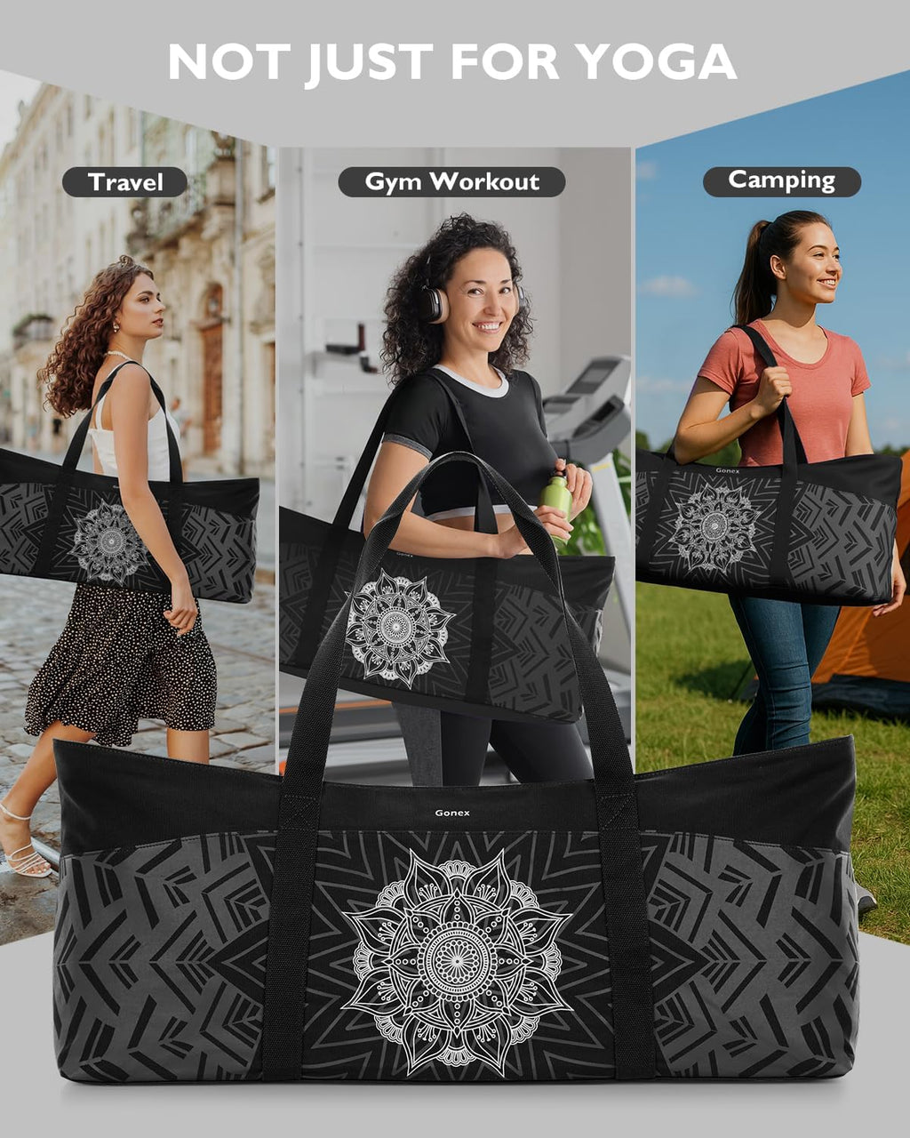 Yoga Mat Bag, Extra Canvas Gym Bag with Waterproof Pocket Metal Zipper, Fits Mat & Blocks, Stylish Yoga Mat Carrier