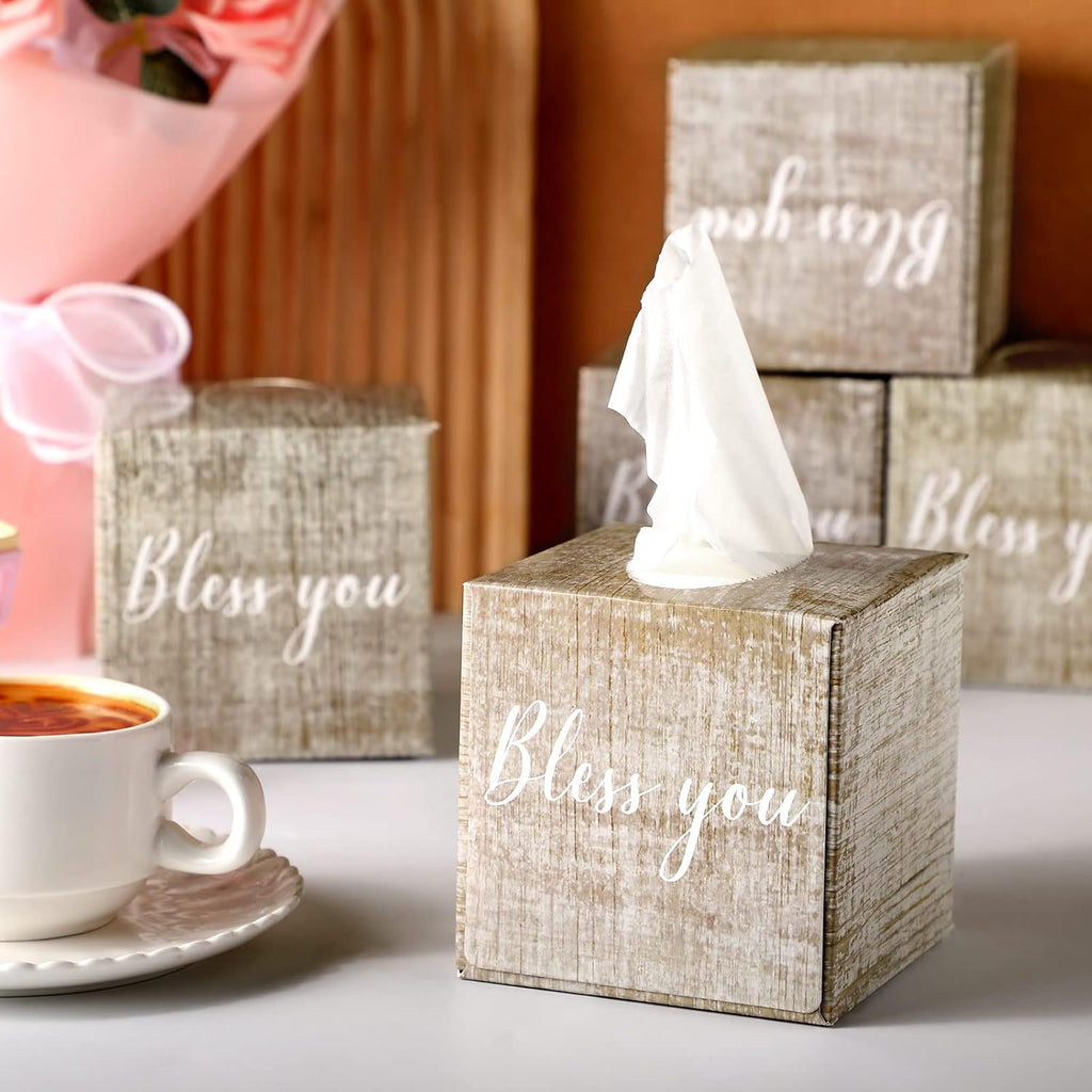 6 Pack Facial Tissues Cube Boxes, 2 Ply 80 Per, Christian, Bless You
