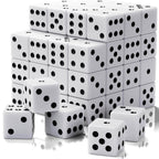 60 Pieces Standard Dice, 16mm Bulk White Opaque Black Pips Six Sided Dice Set