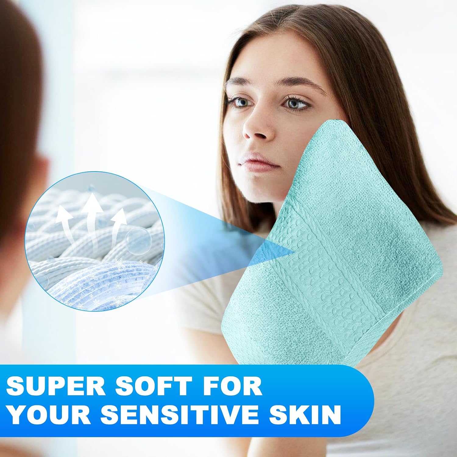 Washcloths Set, 6-Pack Cotton Wash Cloths, 13x13 Inch 6 Colors | Highly Absorbent and Soft Feel Fingertip Towels